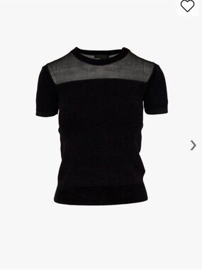 Black Short Sleeve Top with Sheer Mesh Yoke